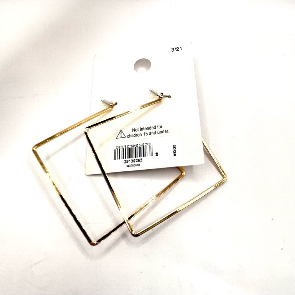 Express Gold Chain Hoop Geometric Square Hoop Earrings Set - Picture 6 of 8